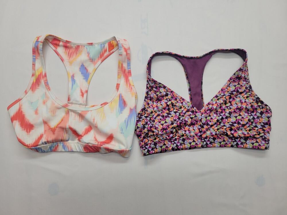 Pair Of 2 (Two) Strappy Sports Bras Victoria Sport & JustFab Athletics Size M